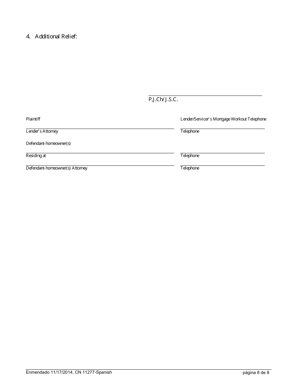 Form 11277 Notice of Motion to Stay Sheriffs Sale and Referral to Mediation - New Jersey (English / Spanish), Page 8