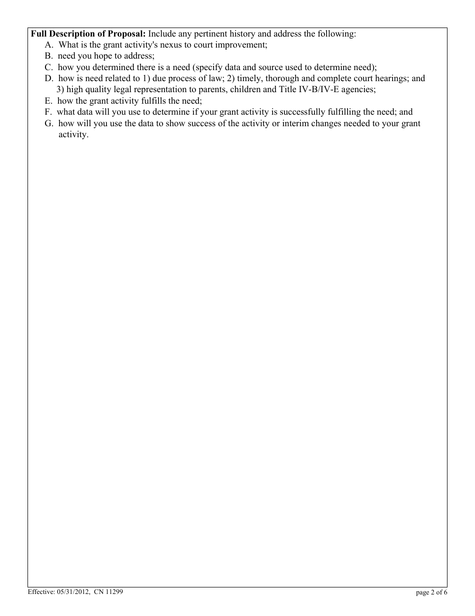Form 11299 Children in Court Improvement Grant Activity Proposal Form - New Jersey, Page 2