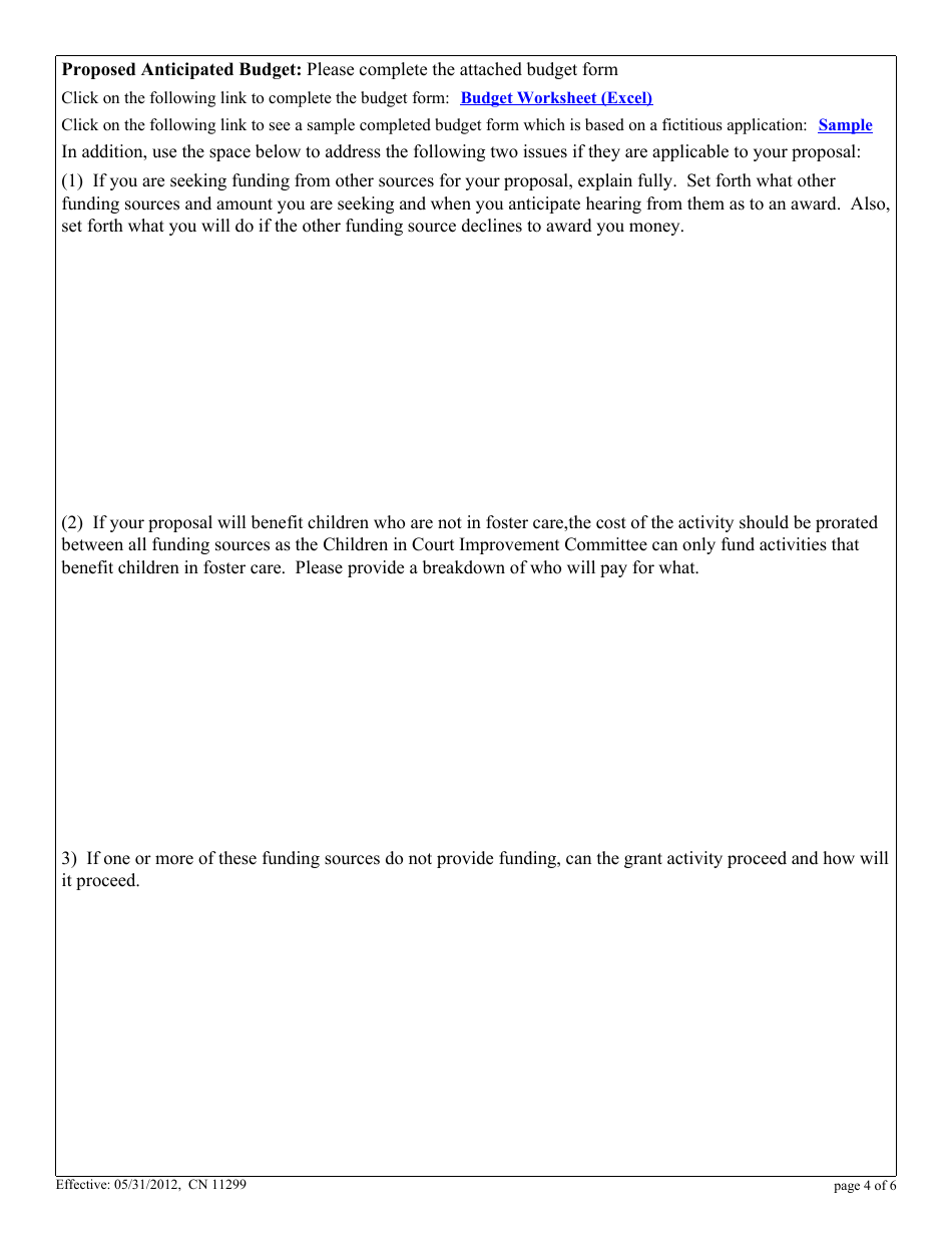 Form 11299 Children in Court Improvement Grant Activity Proposal Form - New Jersey, Page 4