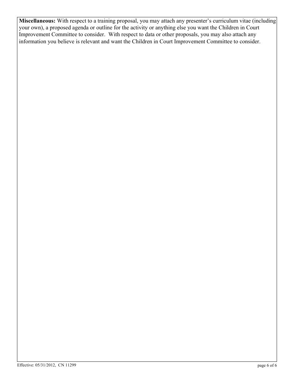 Form 11299 Children in Court Improvement Grant Activity Proposal Form - New Jersey, Page 6