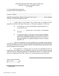 Document preview: Form 11313 Resignation Without Prejudice From the Bar of the State of New Jersey - New Jersey