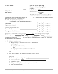 Form 11399 Post-termination Permanency Order - New Jersey
