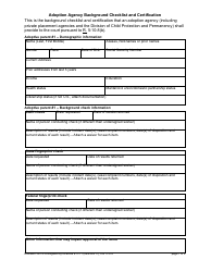 Document preview: Form 11514 Adoption Agency Background Checklist and Certification - New Jersey