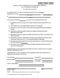 Document preview: Form 11688 Waiver of First Appearance for Indictable Offenses on a Complaint-Summons - New Jersey