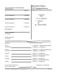 Form CN:11705 Order - N.j.s.a. 30:4c-12 - Admission or Summary Finding - Title 30 - New Jersey