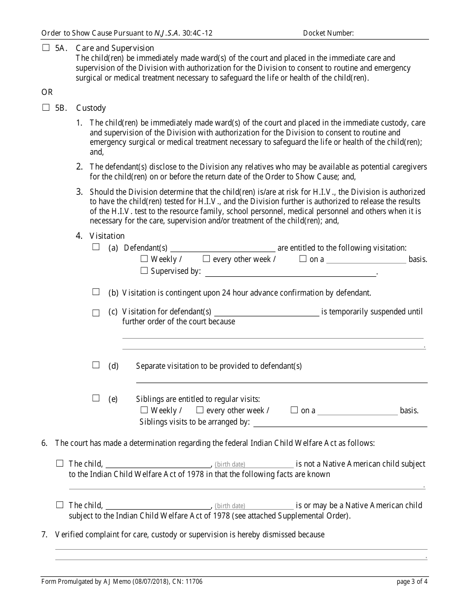 Form CN:11706 Order to Show Cause Pursuant to N.j.s.a. 30:4c-12 - New Jersey, Page 3