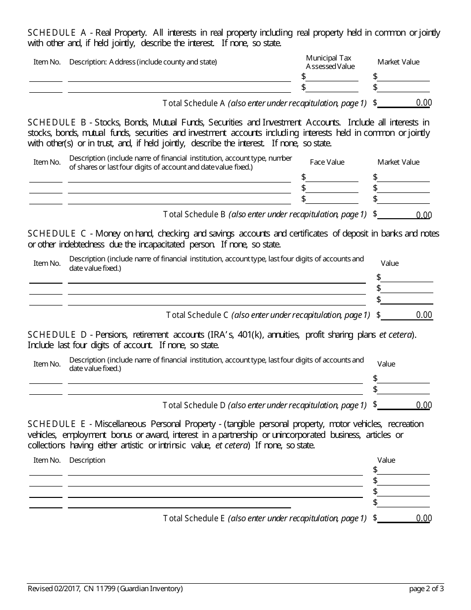 Form 11799 Guardian Inventory Form - New Jersey, Page 3