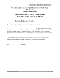 Document preview: Form CN:11855 Certification for Pro Hac Vice Lawyers Who No Longer Appear on a Case - New Jersey