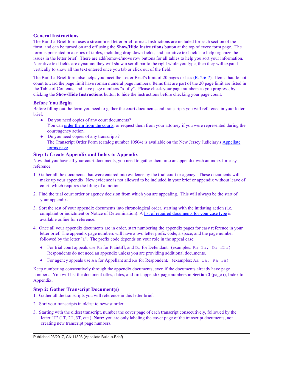 Form CN:11898 Appellate Build-A-brief: Letter Brief - New Jersey, Page 2