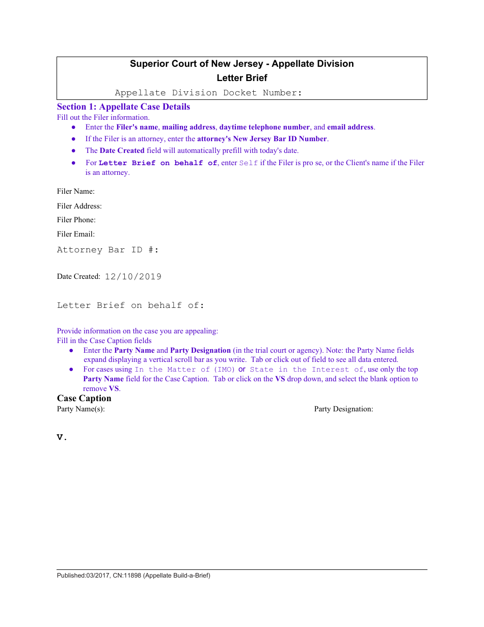 Form CN:11898 Appellate Build-A-brief: Letter Brief - New Jersey, Page 4