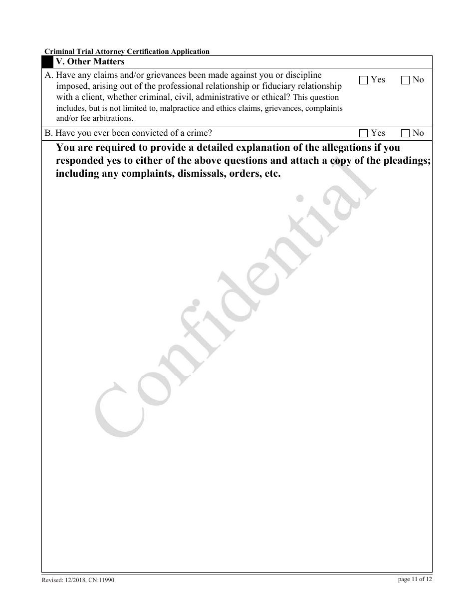 Form 11990 Criminal Trial Attorney Certification Application - New Jersey, Page 11