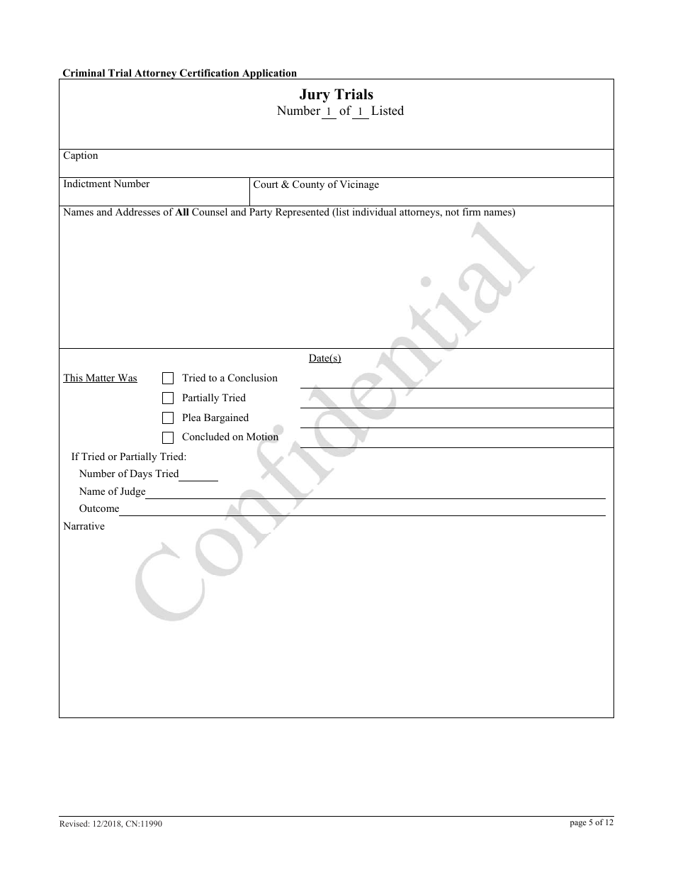 Form 11990 Criminal Trial Attorney Certification Application - New Jersey, Page 5