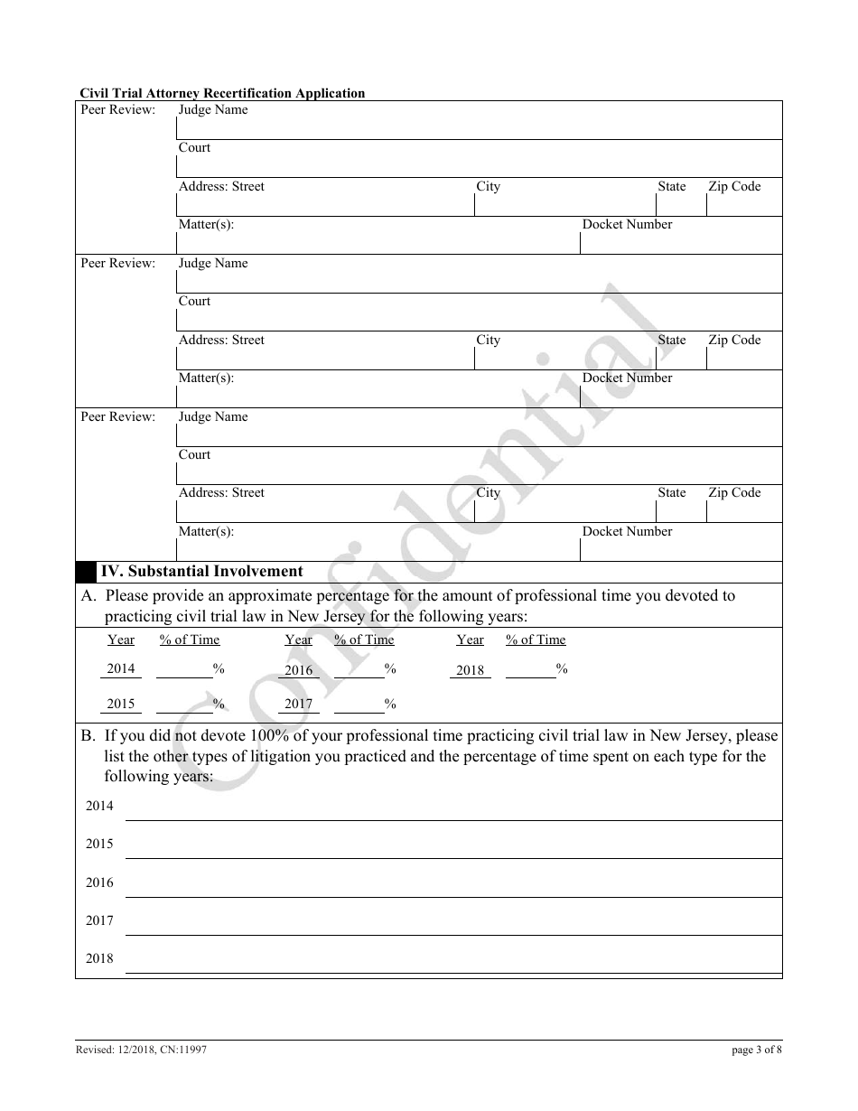 Form CN:11997 Civil Trial Attorney Recertification Application - New Jersey, Page 3