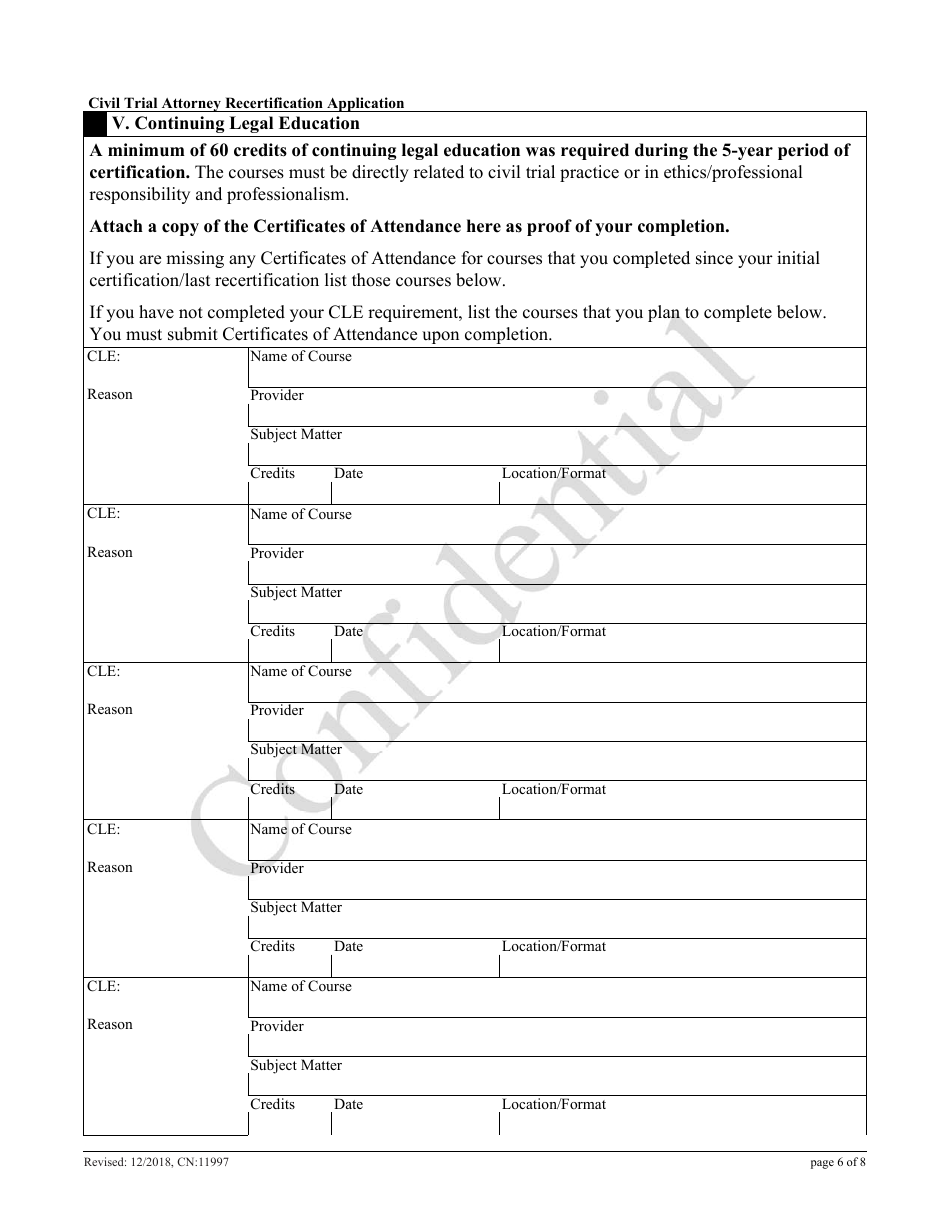 Form CN:11997 Civil Trial Attorney Recertification Application - New Jersey, Page 6