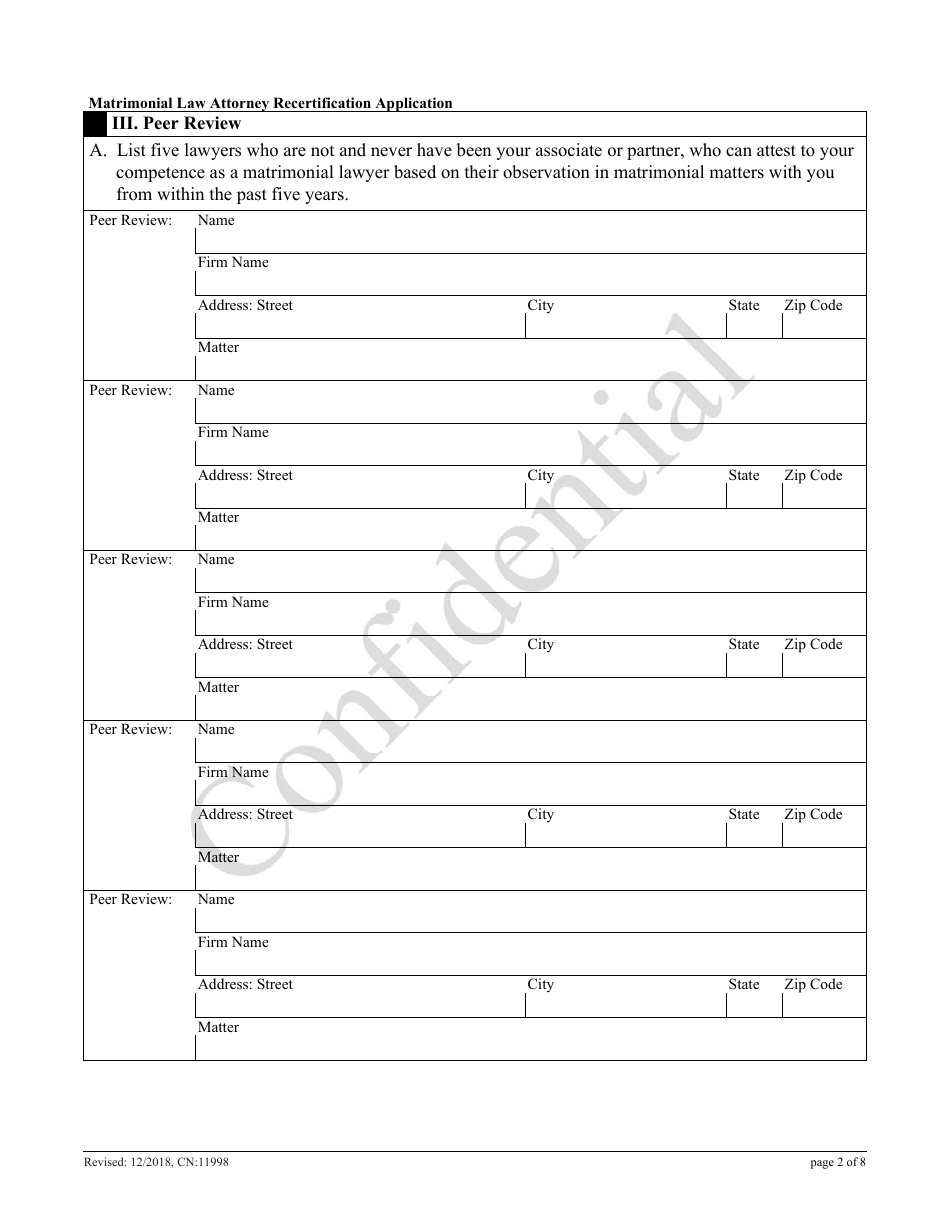 Form CN:11998 Matrimonial Law Attorney Recertification Application - New Jersey, Page 2