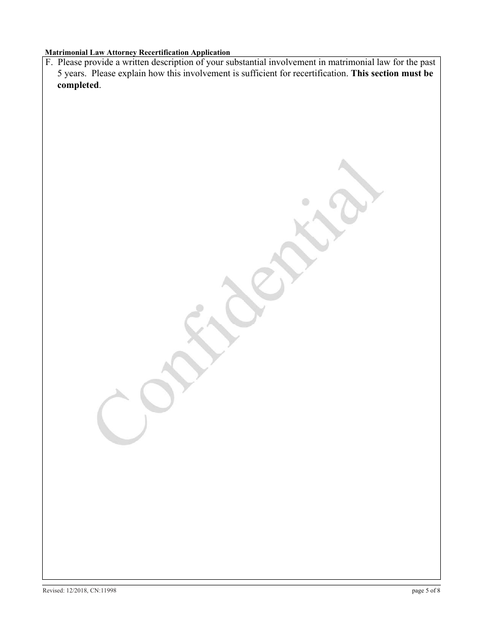 Form CN:11998 Matrimonial Law Attorney Recertification Application - New Jersey, Page 5