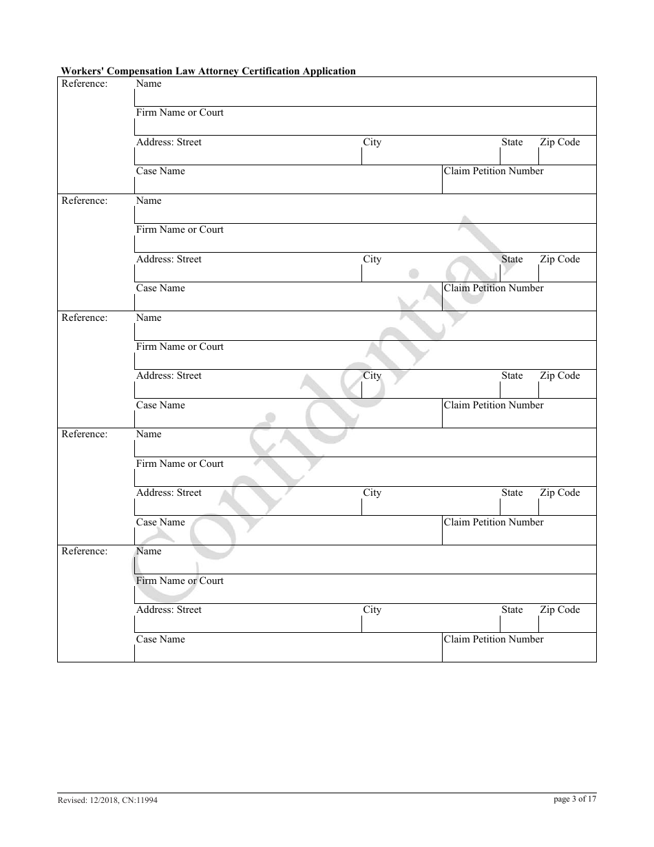 Form CN:11994 Workers Compensation Law Attorney Certification Application - New Jersey, Page 3