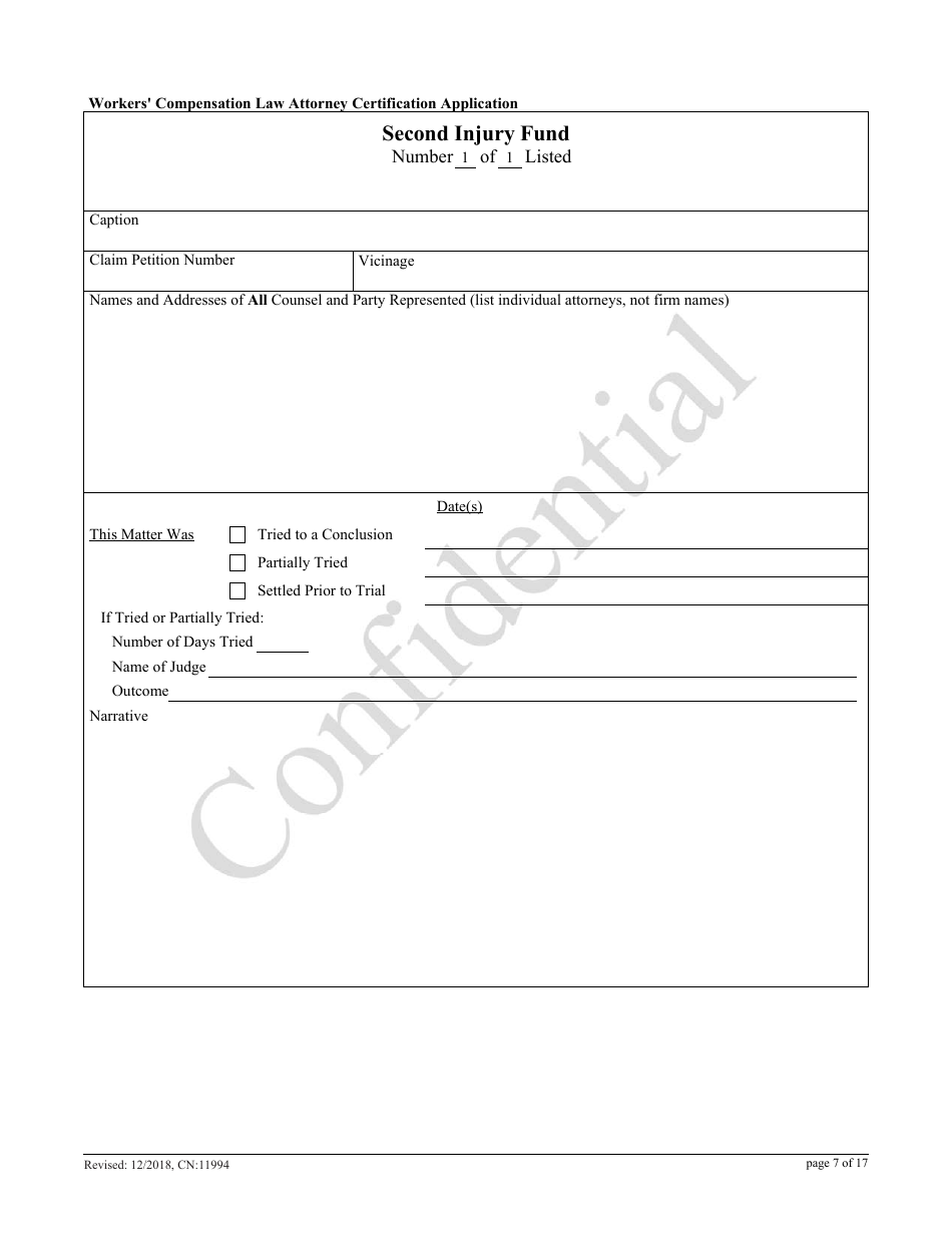 Form CN:11994 Workers Compensation Law Attorney Certification Application - New Jersey, Page 7