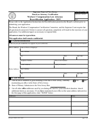 Document preview: Form CN:11999 Workers' Compensation Law Attorney Recertification Application - New Jersey, 2019