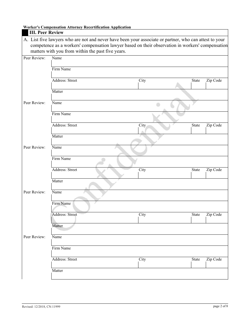 Form CN:11999 Workers Compensation Law Attorney Recertification Application - New Jersey, Page 2