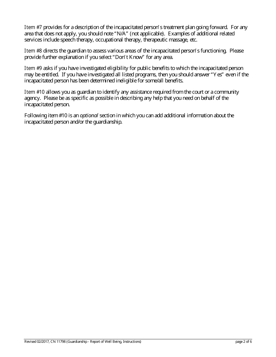 Form 11798 Report of Well-Being - New Jersey, Page 2