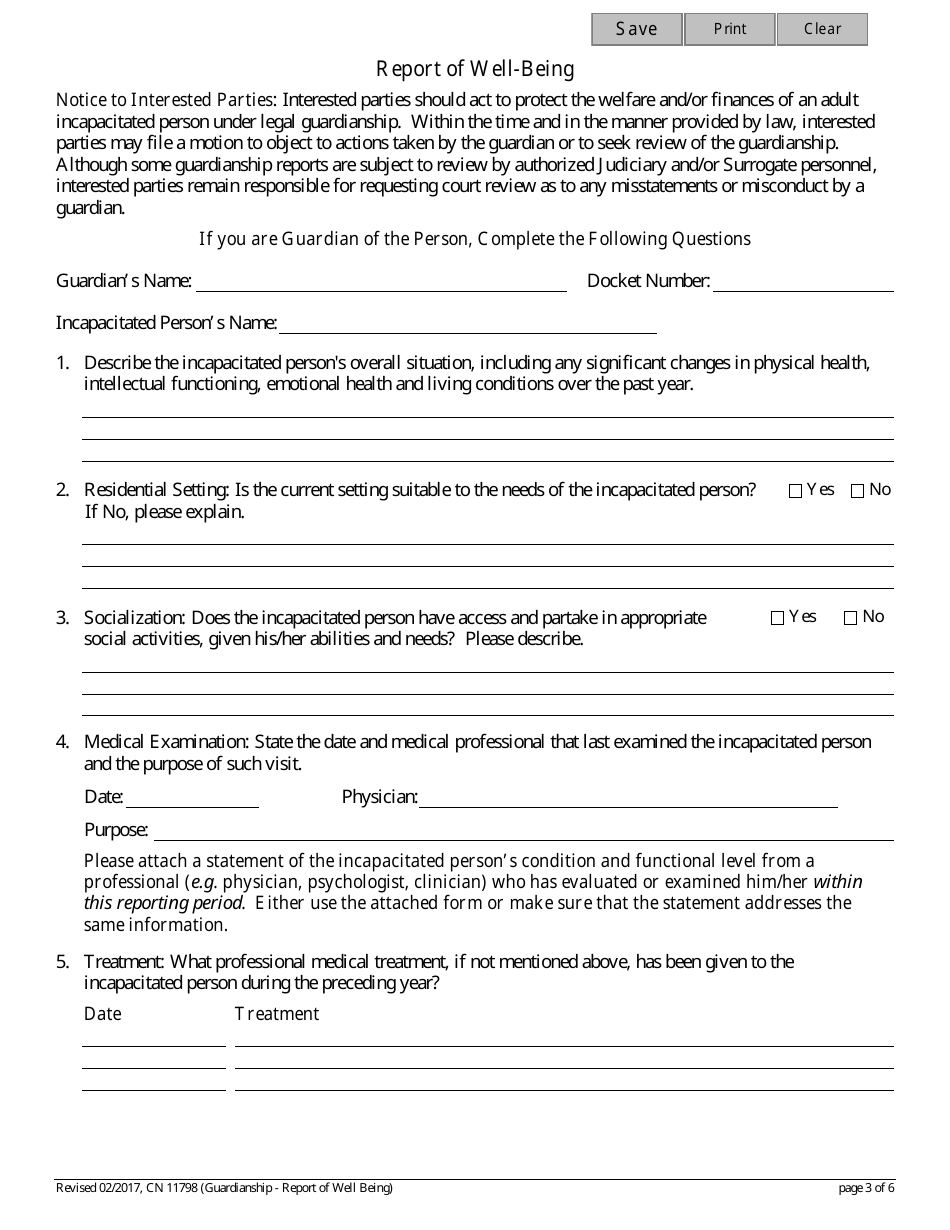 Form 11798 Report of Well-Being - New Jersey, Page 3
