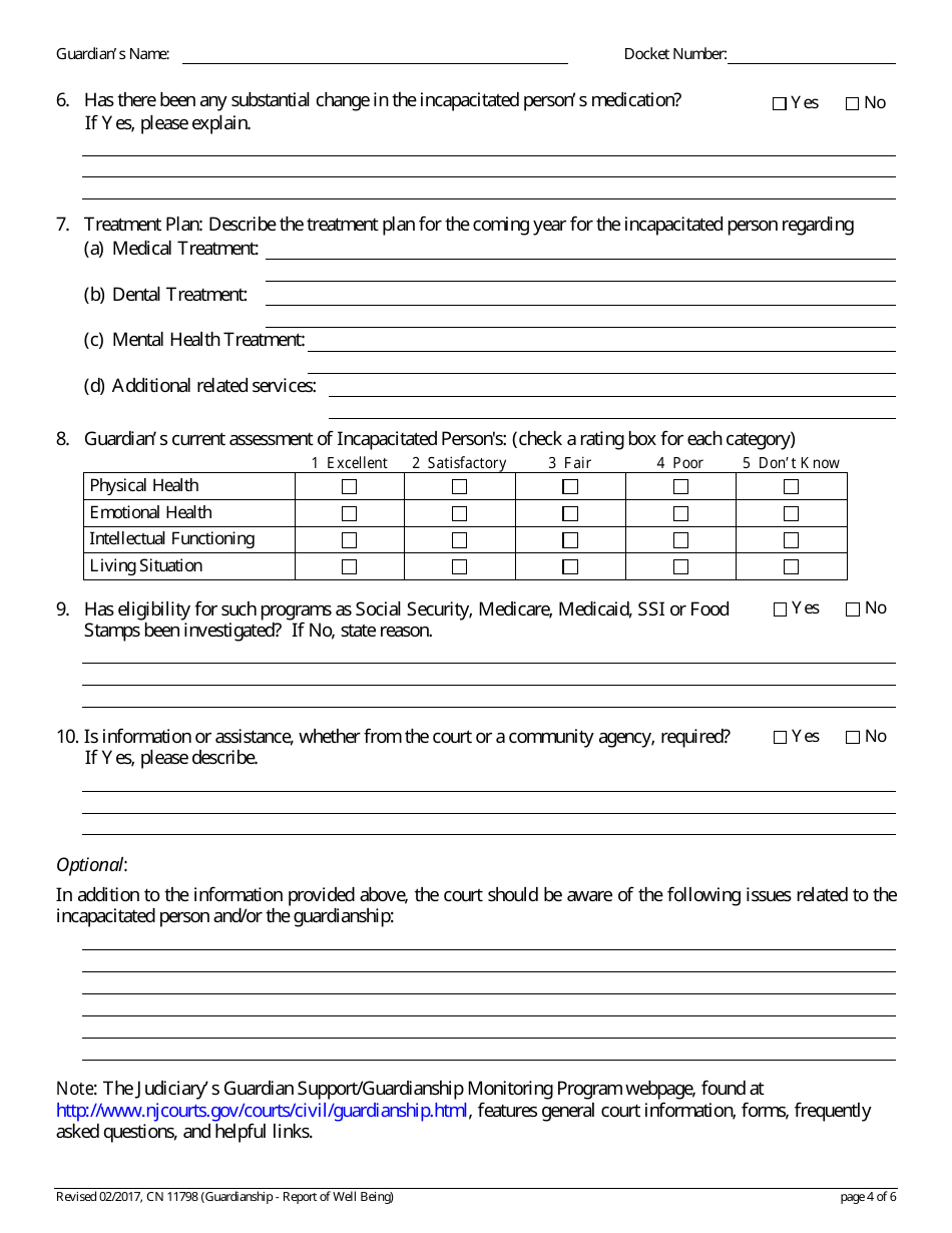 Form 11798 Report of Well-Being - New Jersey, Page 4