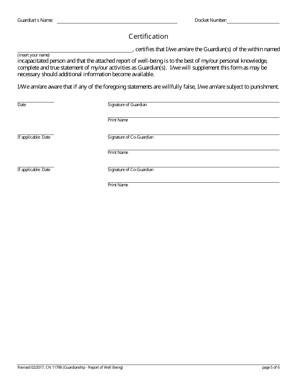 Form 11798 Report of Well-Being - New Jersey, Page 5