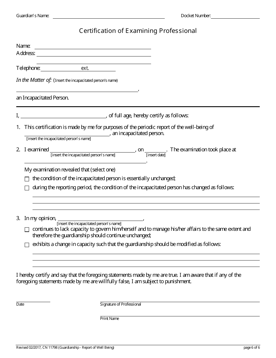 Form 11798 Report of Well-Being - New Jersey, Page 6