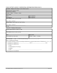 Child Support Agency Confidential Information Form, Page 2