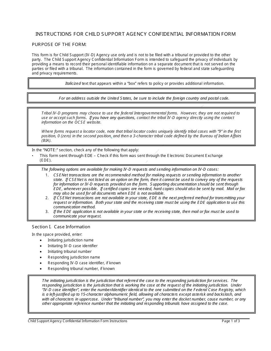 Child Support Agency Confidential Information Form, Page 4