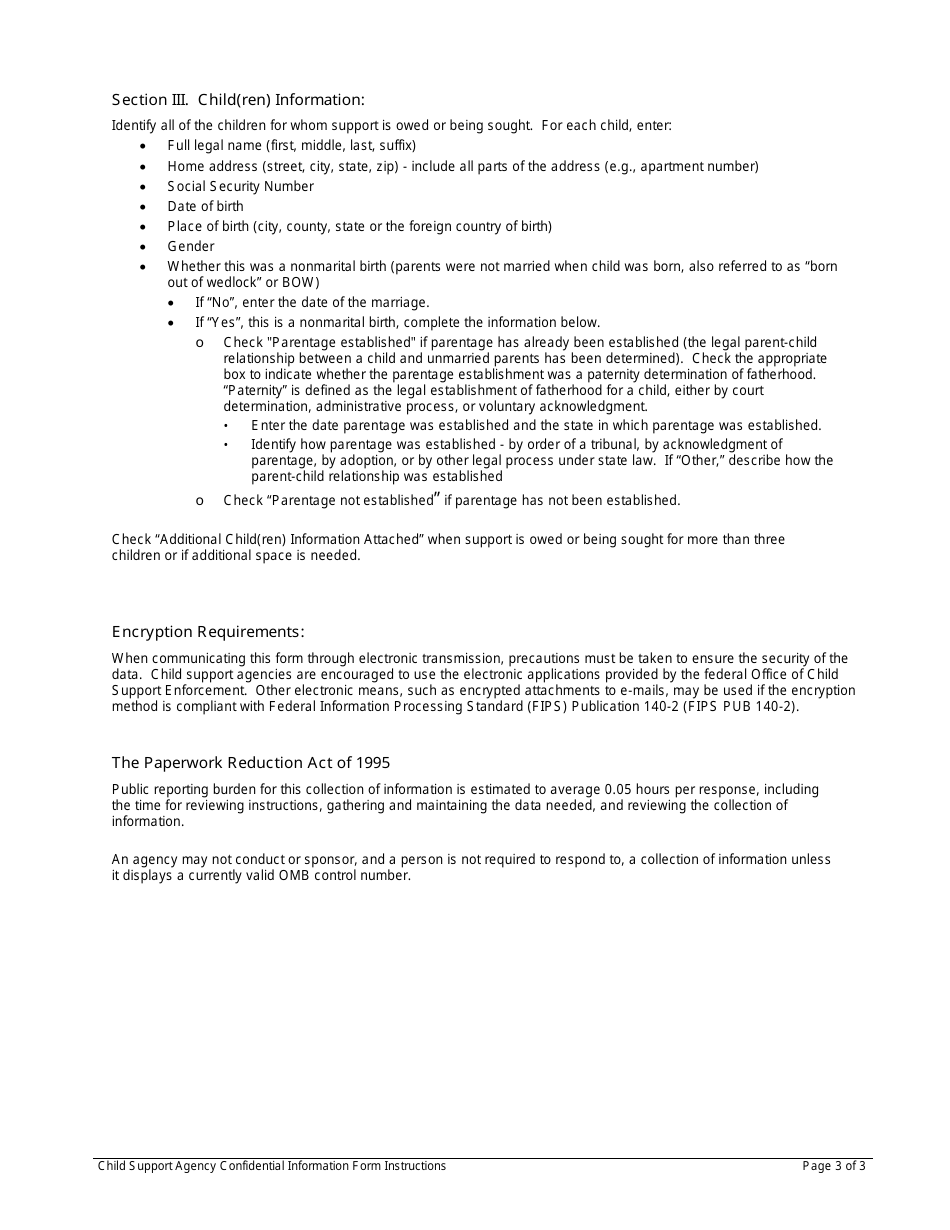Child Support Agency Confidential Information Form, Page 6