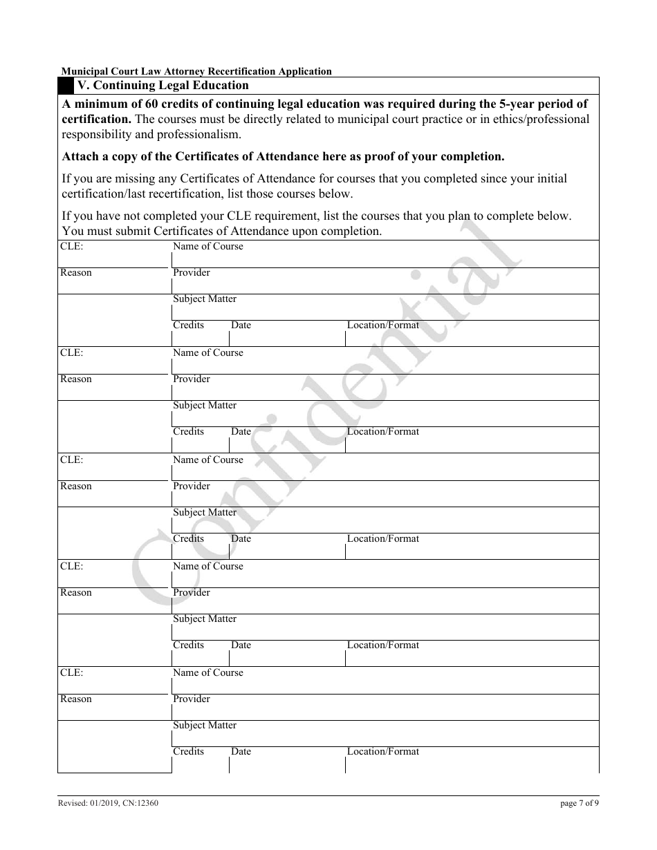 Form CN:12360 Municipal Court Law Attorney Recertification Application - New Jersey, Page 7