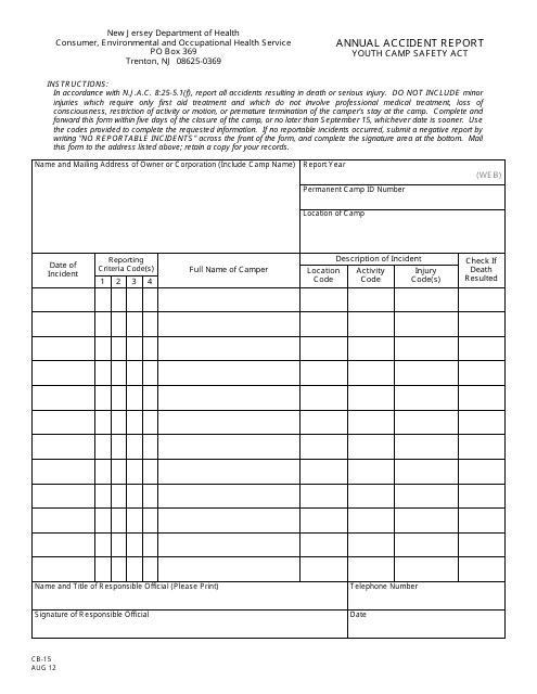 Form CB-15  Printable Pdf