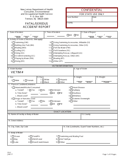 Form CB-2 Fatal/Serious Accident Report - New Jersey