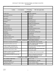 Form CEOH-1 Checklist for Public Recreational Bathing Facilities - New Jersey, Page 2