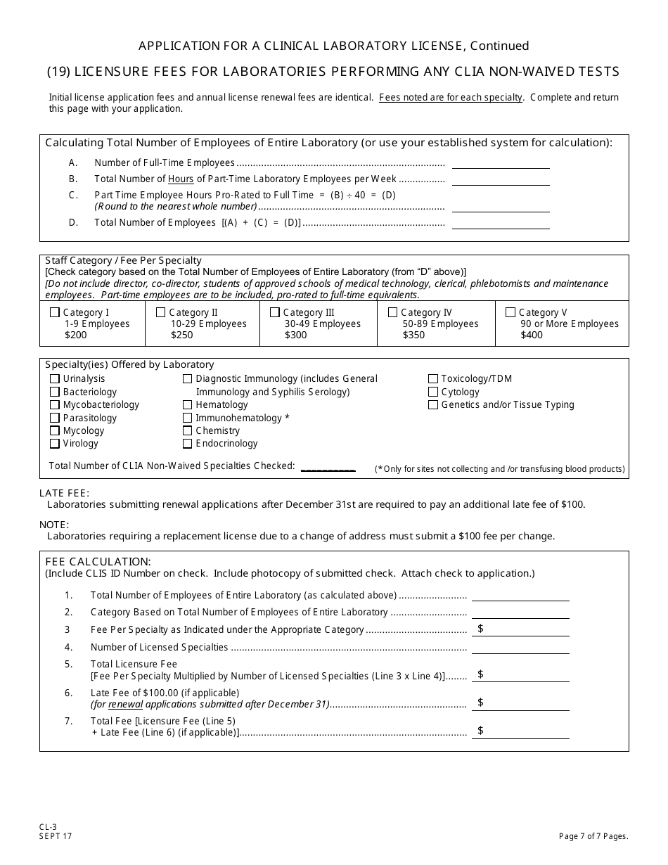 Form CL-3 Application for a Clinical Laboratory License (Clia Non-waived Tests / Onsite Testing Only) - New Jersey, Page 7