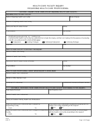Document preview: Form CN-9 Health Care Facility Inquiry Regarding Health Care Professional - New Jersey