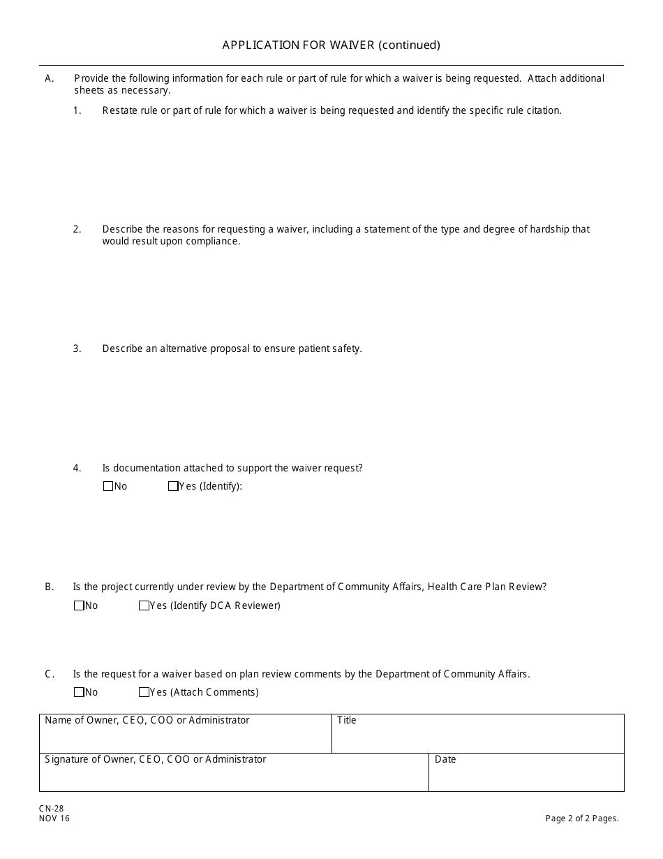 Form CN-28 Application for Waiver - New Jersey, Page 3