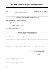 Document preview: Formulario CT-11A Documento De Autorizacion De Entrega De Records - New Jersey (Spanish)