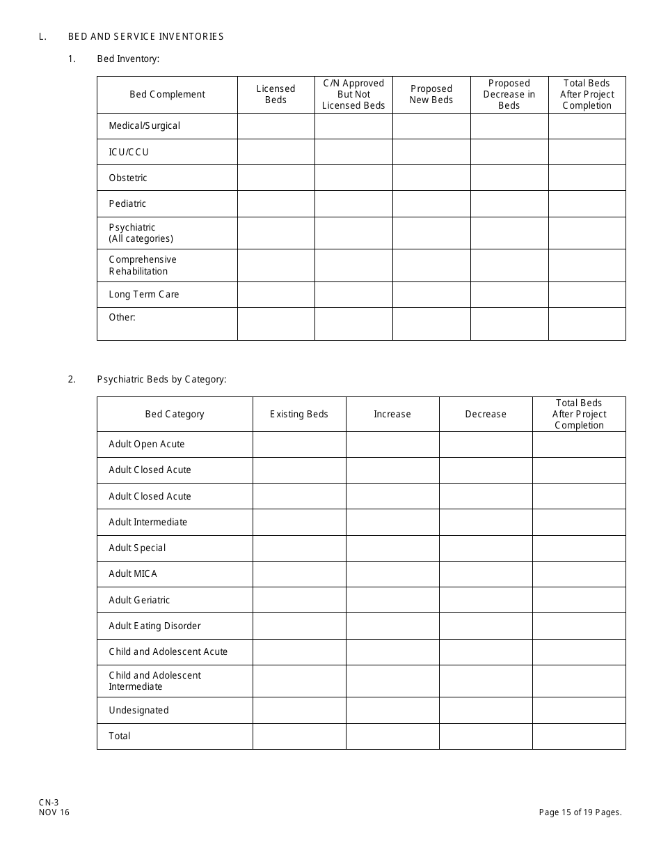 Form CN-3 Schedule A, B Application for Certificate of Need for Hospital-Related Projects - New Jersey, Page 21
