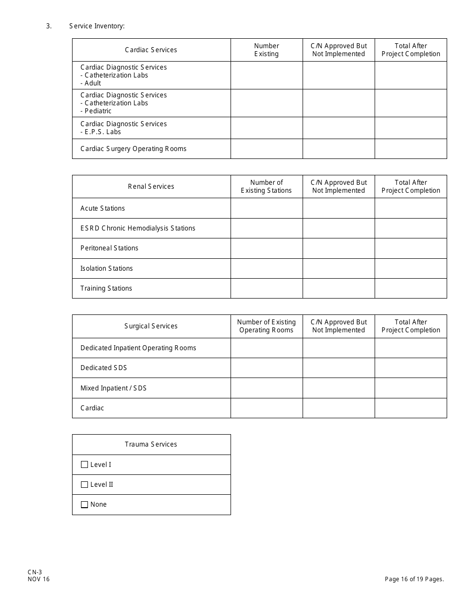 Form CN-3 Schedule A, B Application for Certificate of Need for Hospital-Related Projects - New Jersey, Page 22