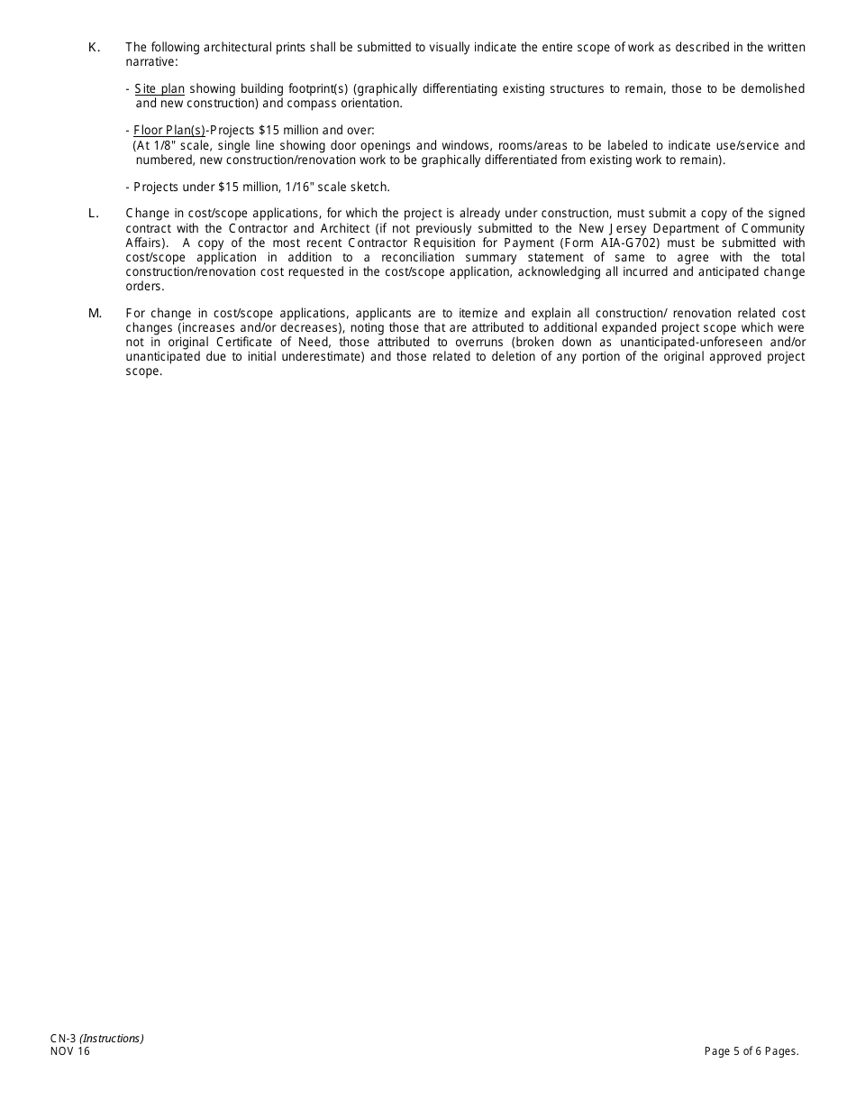 Form CN-3 Schedule A, B Application for Certificate of Need for Hospital-Related Projects - New Jersey, Page 5