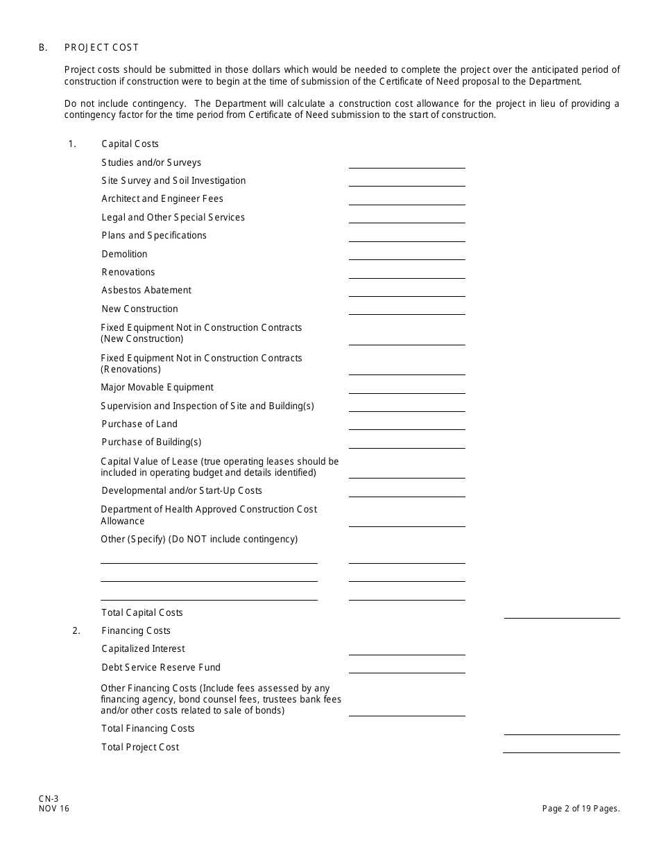 Form CN-3 Schedule A, B Application for Certificate of Need for Hospital-Related Projects - New Jersey, Page 8