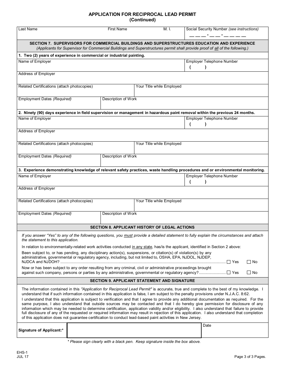 Form EHS-1 - Fill Out, Sign Online and Download Printable PDF, New ...