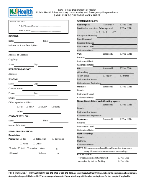 Form HIP-5  Printable Pdf