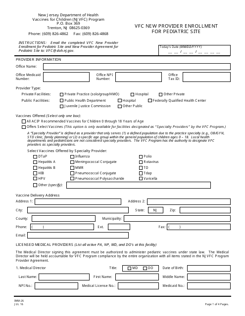 Form IMM-26  Printable Pdf