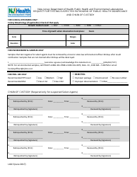 Form LAB-5 Request for Testing of Suspected Pathogens of Public Health Significance and Chain of Custody - New Jersey, Page 2