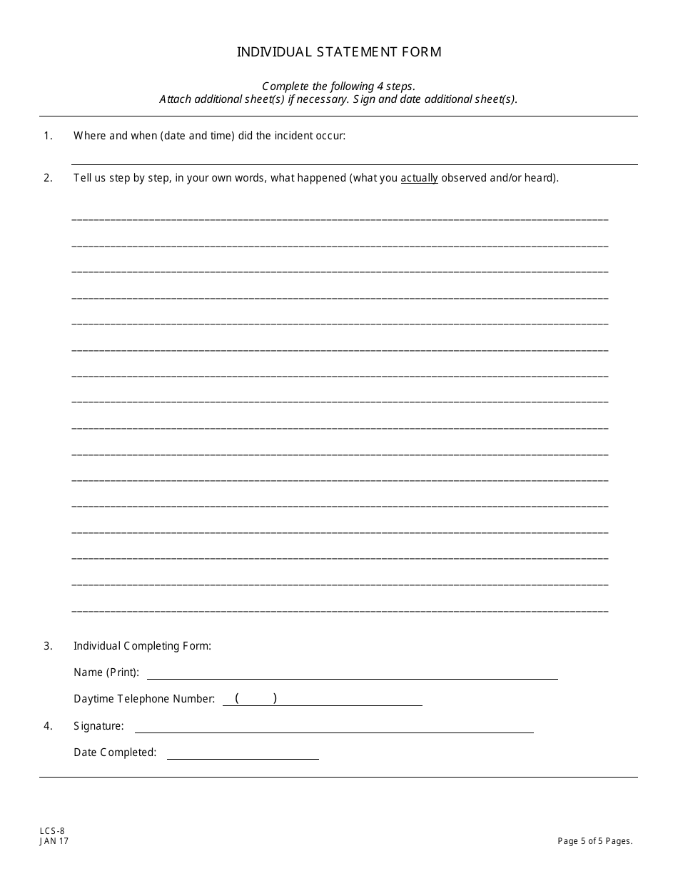 Form LCS-8 Facility Reporting Incident Data and Analysis Yield (Friday) - New Jersey, Page 7