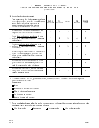 Formulario MMH-2A Tomando Control De Su Salud Encuesta Posterior Para Participantes Del Taller - Programa De Autocontrol De Enfermedades Cronicas - New Jersey (Spanish), Page 2